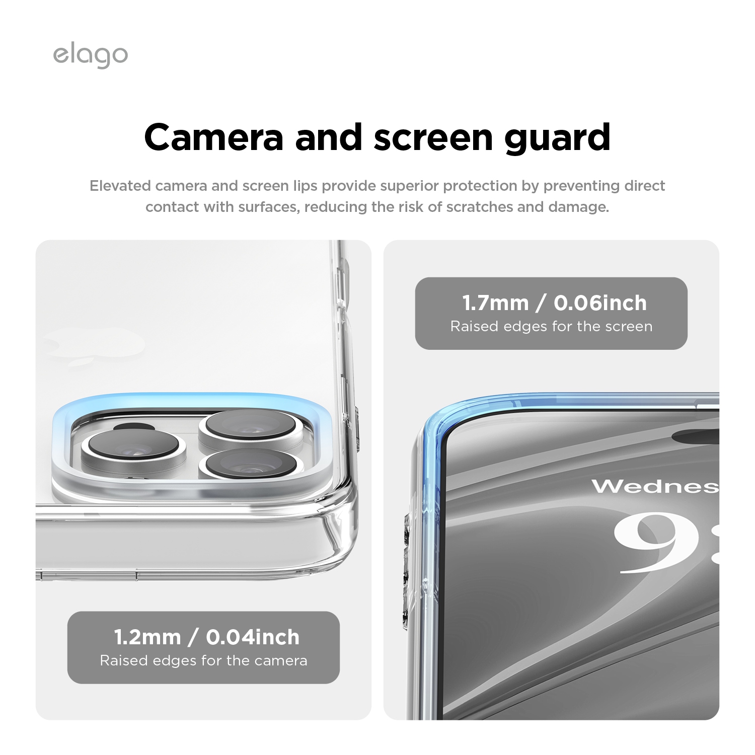elago Hybrid Clear Case Compatible with iPhone 16 Pro Max Case 6.9" - PC + TPU Hybrid Technology, Shockproof bumper, Raised Camera Protection,