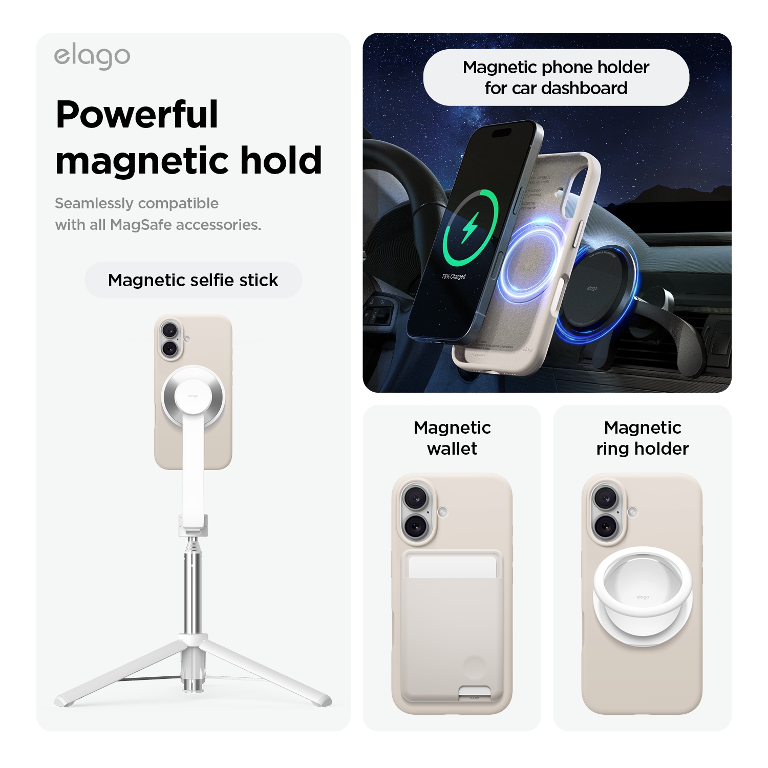 Étui en silicone magnétique elago compatible avec l'étui iPhone 16 plus de 6,7 po compatible avec tous les accessoires MagSafe - aimants intégrés,