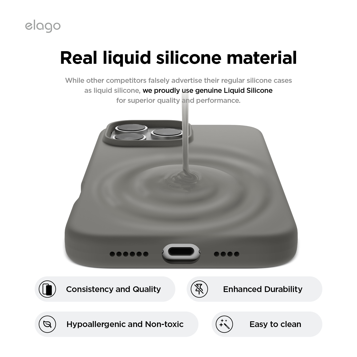 elago Magnetic Silicone Case Compatible with iPhone 16 Pro Max Case 6.9 Inch Compatible with All MagSafe Accessories -Built-in Magnets, Soft Grip