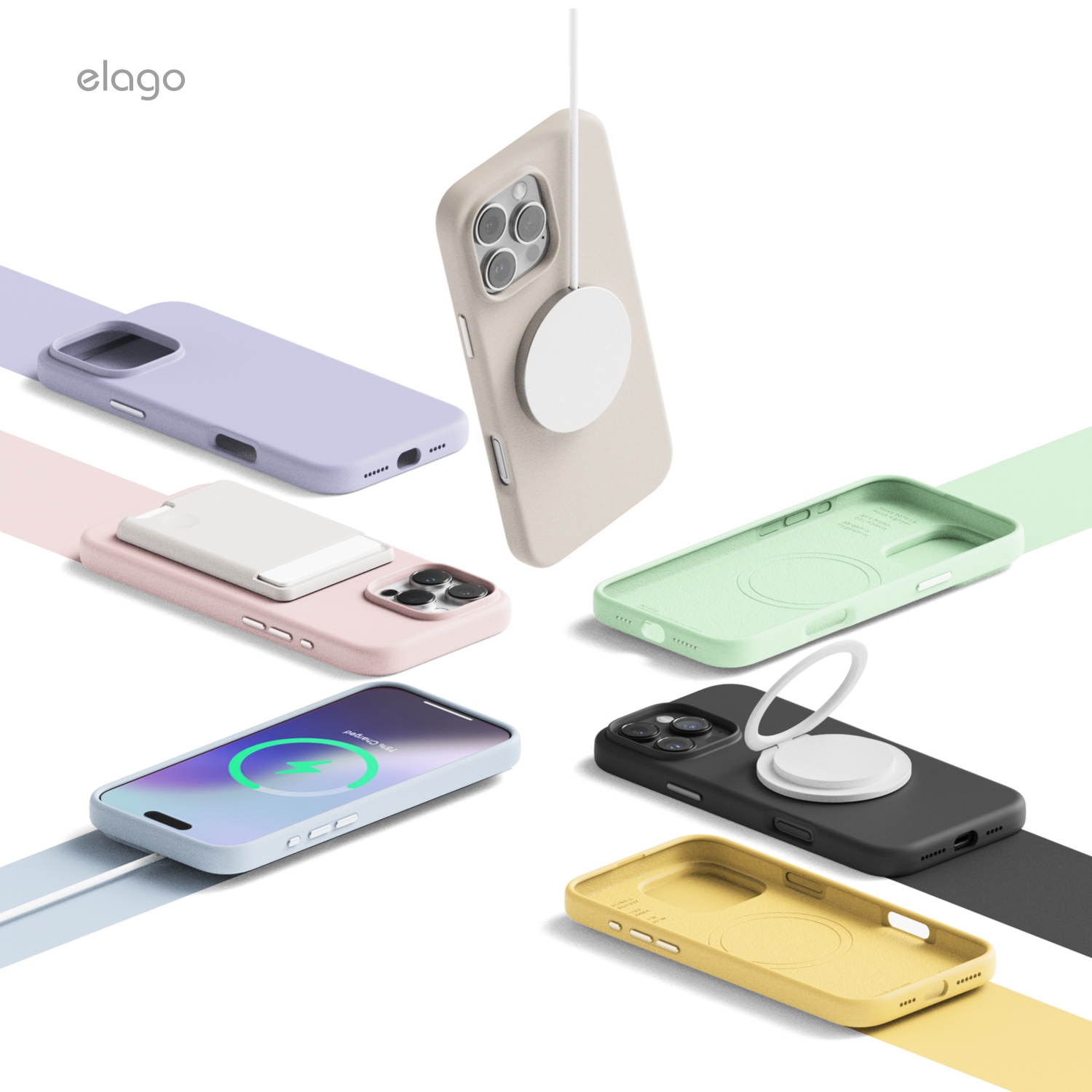 elago Magnetic Silicone Case Compatible with iPhone 16 Pro Max Case 6.9 Inch Compatible with All MagSafe Accessories -Built-in Magnets, Soft Grip