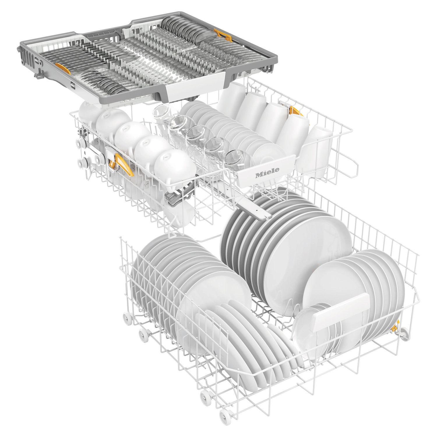 Lave-vaisselle entièrement intégré de Miele avec plateau à couverts - garniture en acier CleanTouch