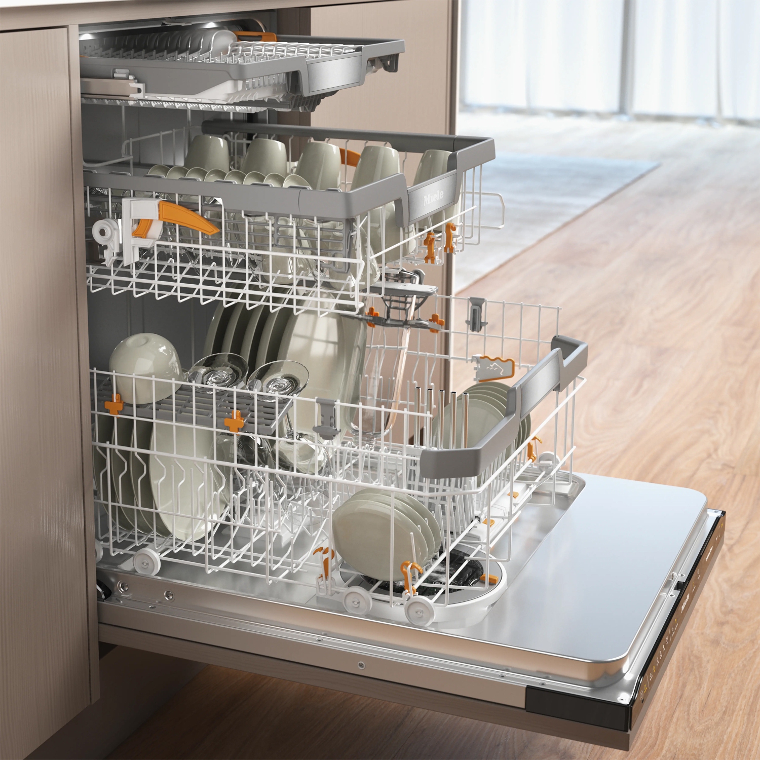 Miele Fully Integrated Dishwasher With Cutlery Tray - Obsidian Black Fascia