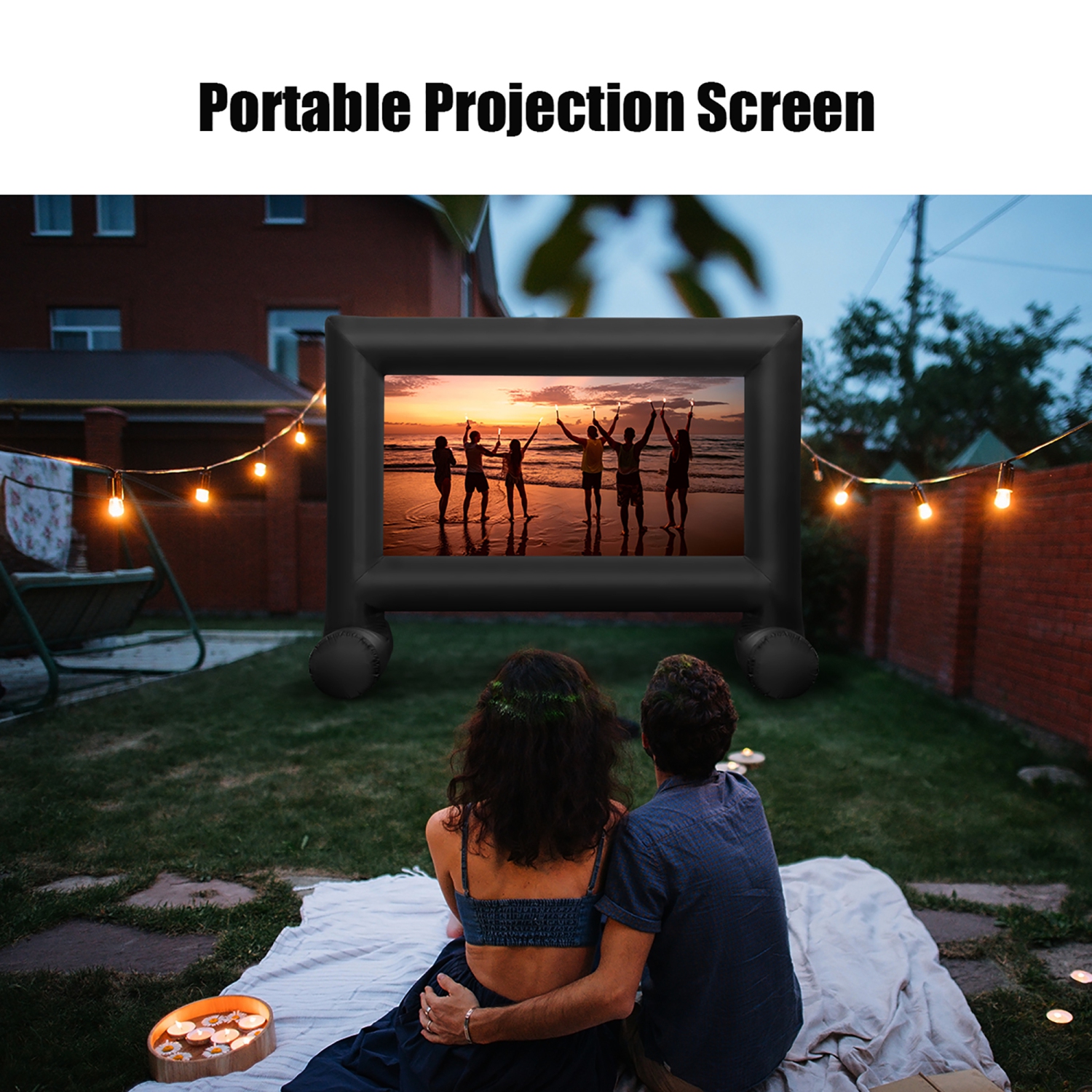Projecteur de cinéma maison extérieur gonflable à projection d'écran 14FT de Costway avec ventilateur