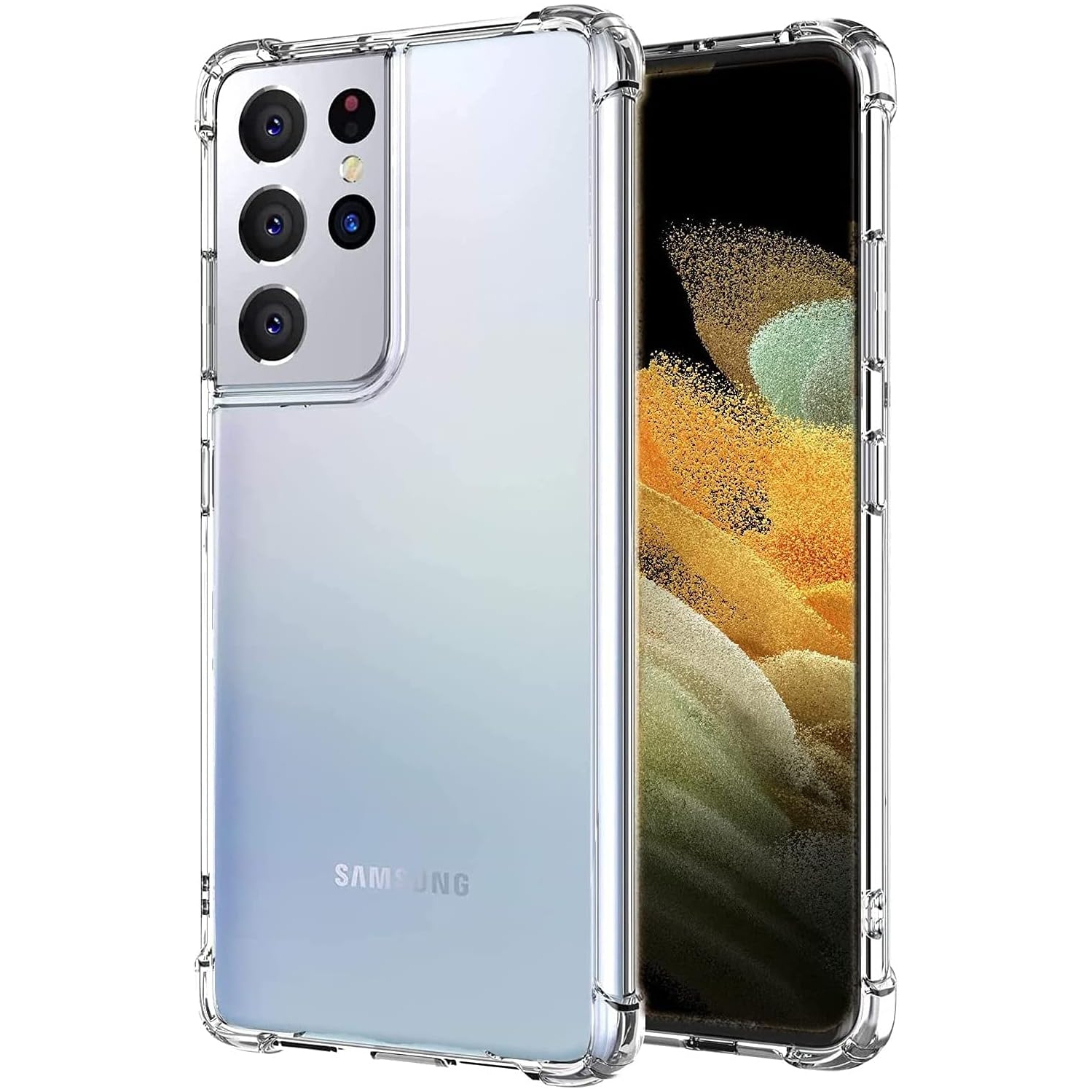 Clear Bumper Case for Samsung Galaxy S21 Ultra, Shockproof [Reinforced Corners] TPU Crystal Lightweight Transparent Cover