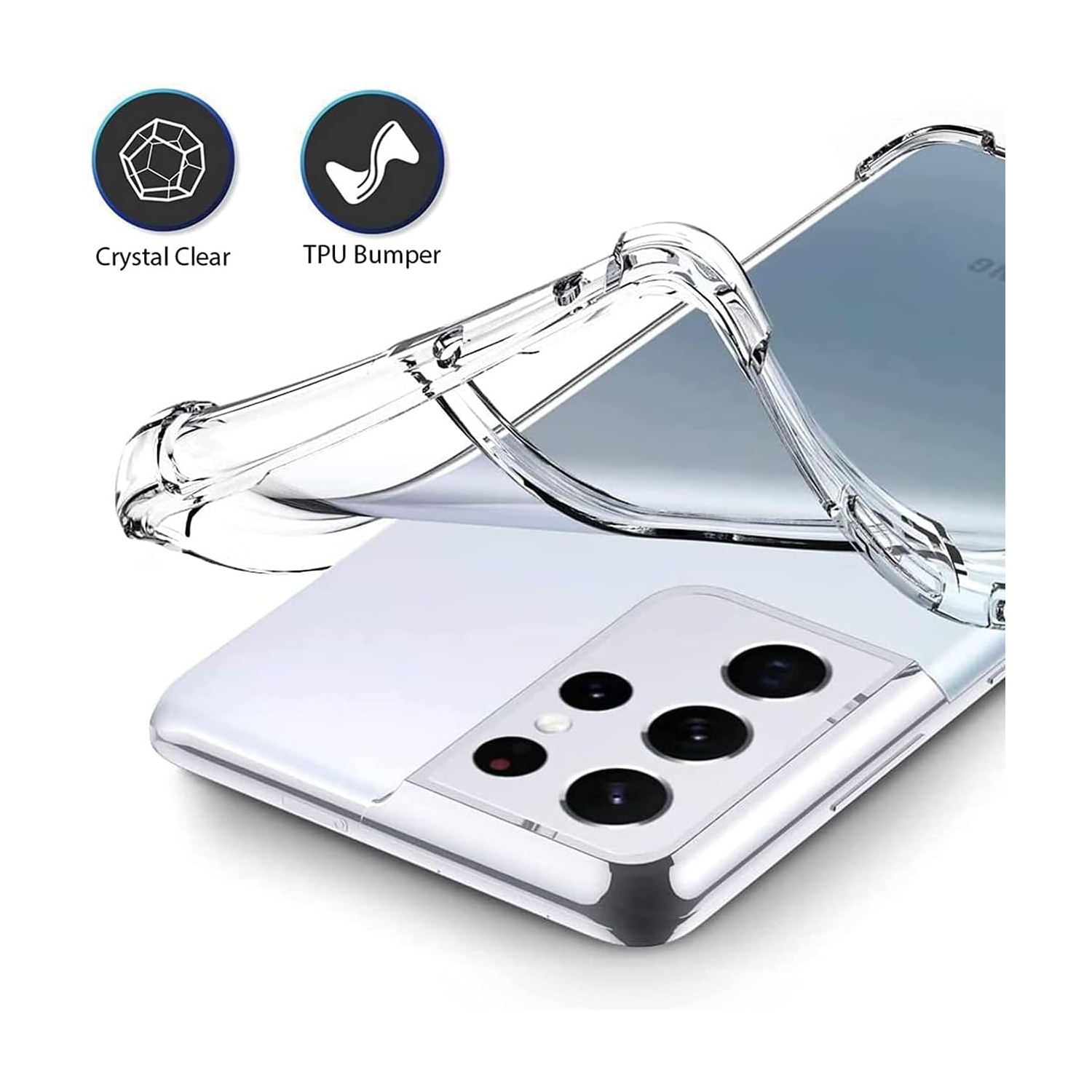 Clear Bumper Case for Samsung Galaxy S21 Ultra, Shockproof [Reinforced Corners] TPU Crystal Lightweight Transparent Cover
