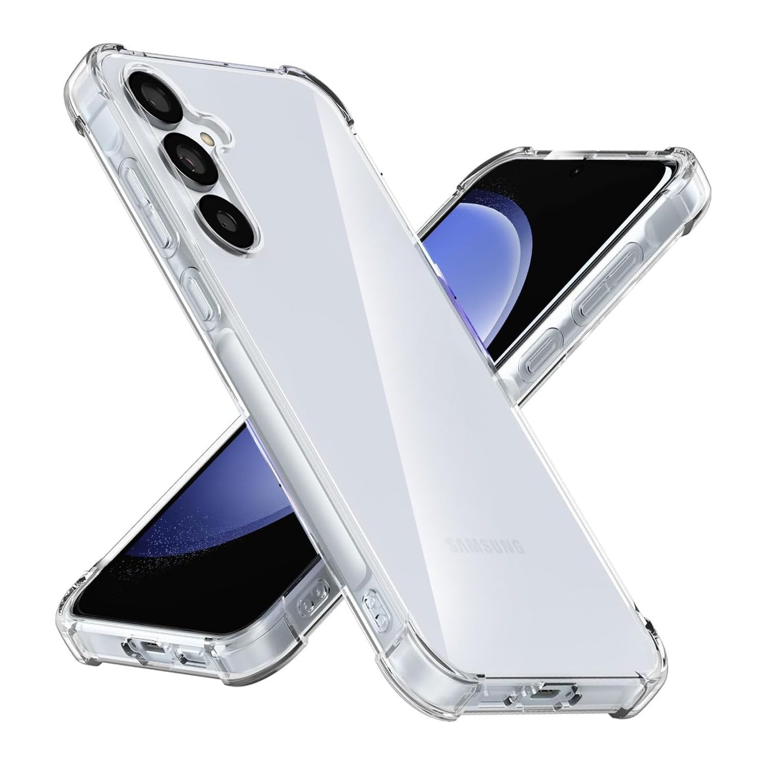 Étui transparent pour S23 FE de Samsung avec pare-chocs antichoc, couvercle transparent durable et protection antichoc