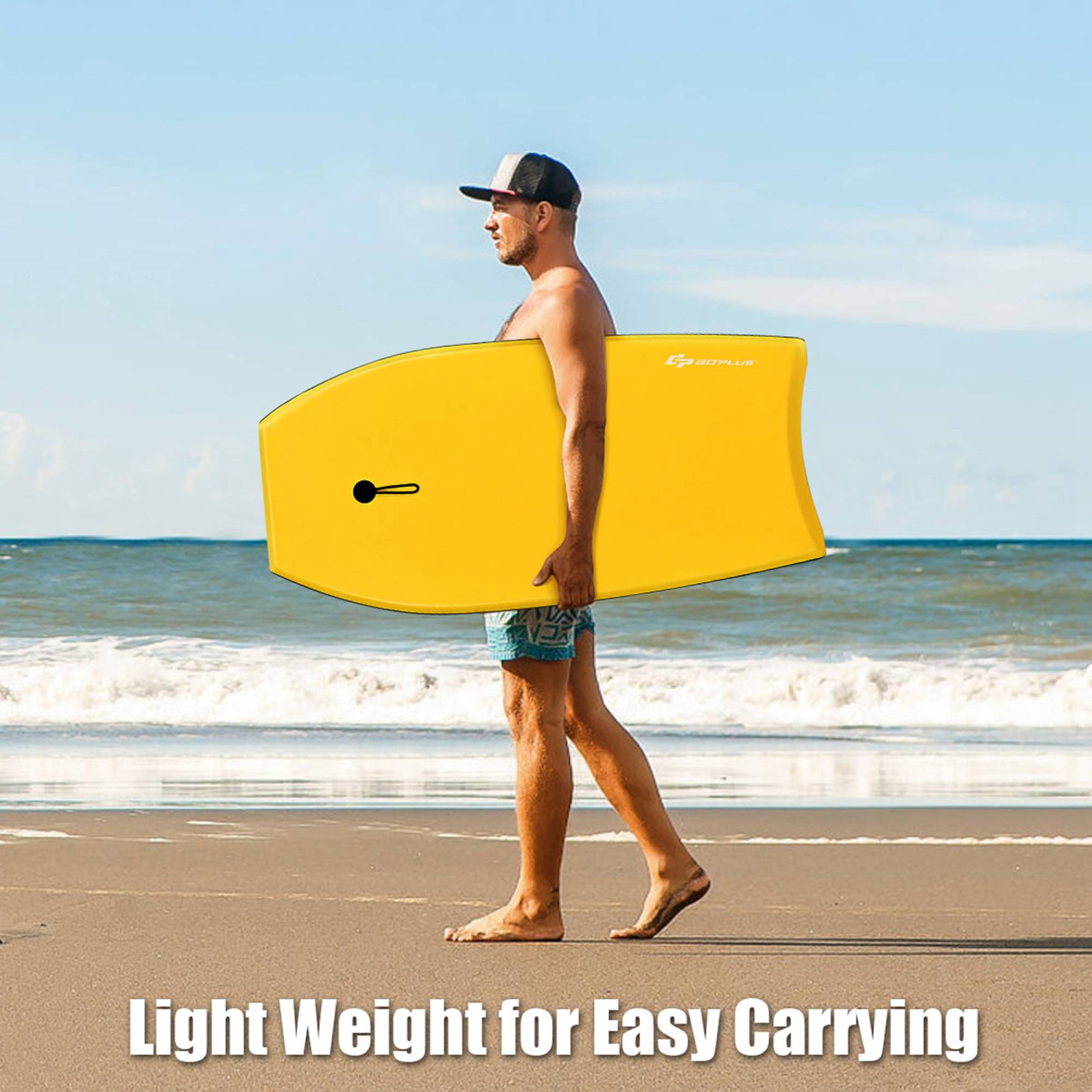 Goplus 41'' Super Lightweight Bodyboard Surfing W/Leash EPS Core Boarding IXPE Yellow
