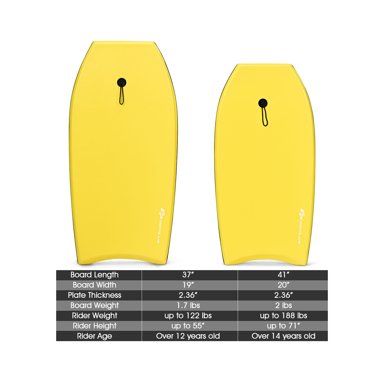 Goplus 41'' Super Lightweight Bodyboard Surfing W/Leash EPS Core Boarding IXPE Yellow