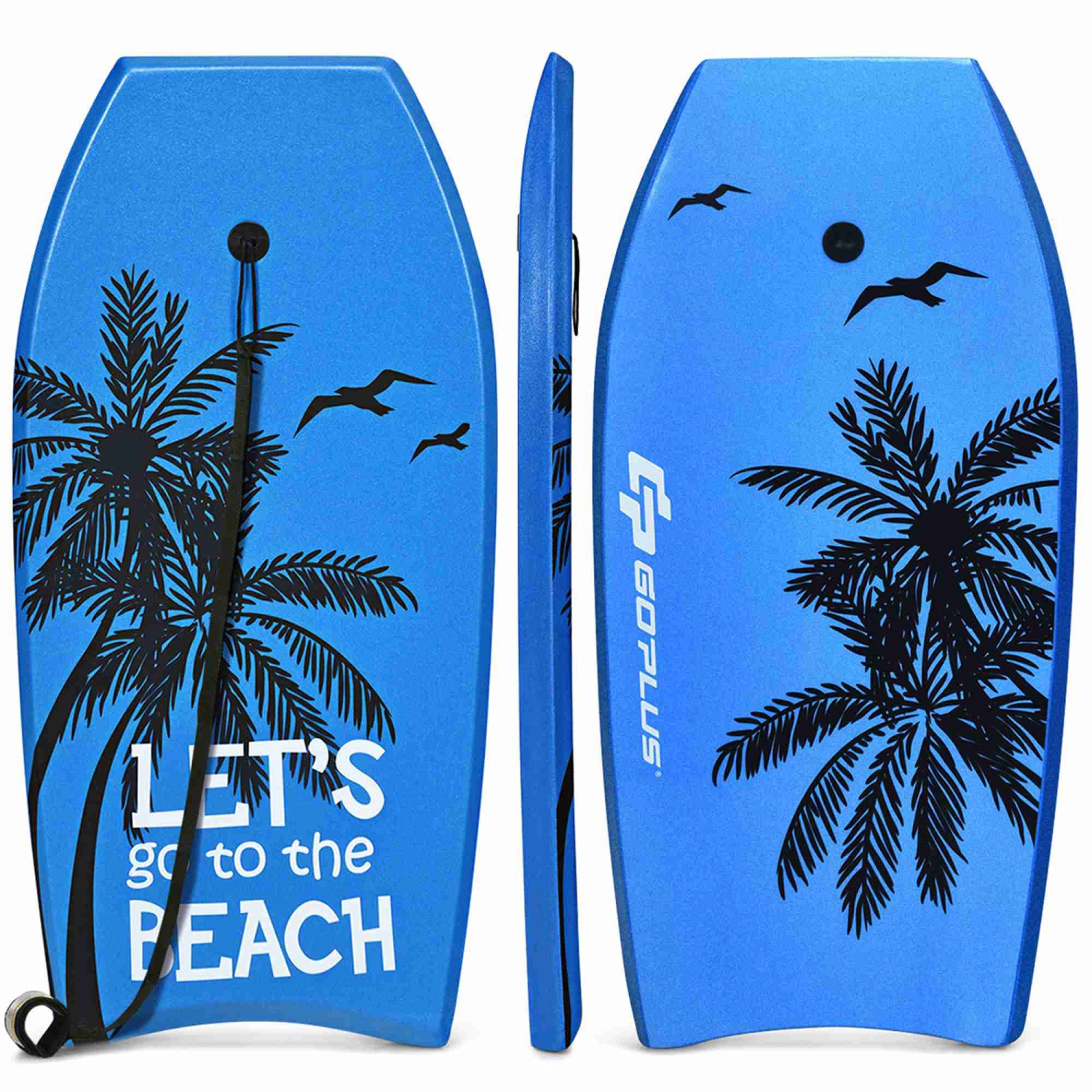 Goplus 37'' Super Lightweight Bodyboard Surfing W/Leash EPS Core Boarding IXPE