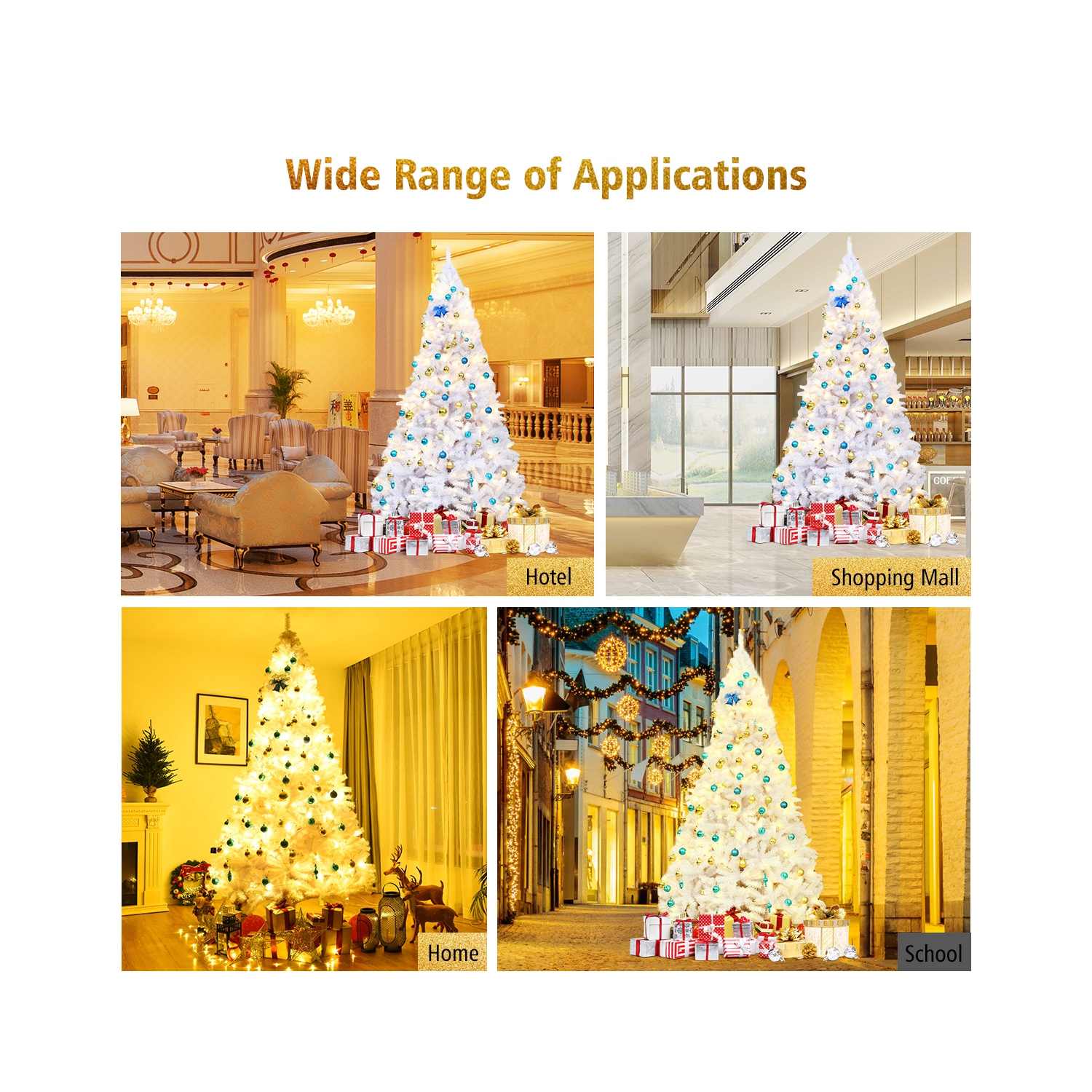 Costway 9Ft Hinged Artificial Christmas Tree Premium Pine Tree 2132 Tips w/Metal Stand