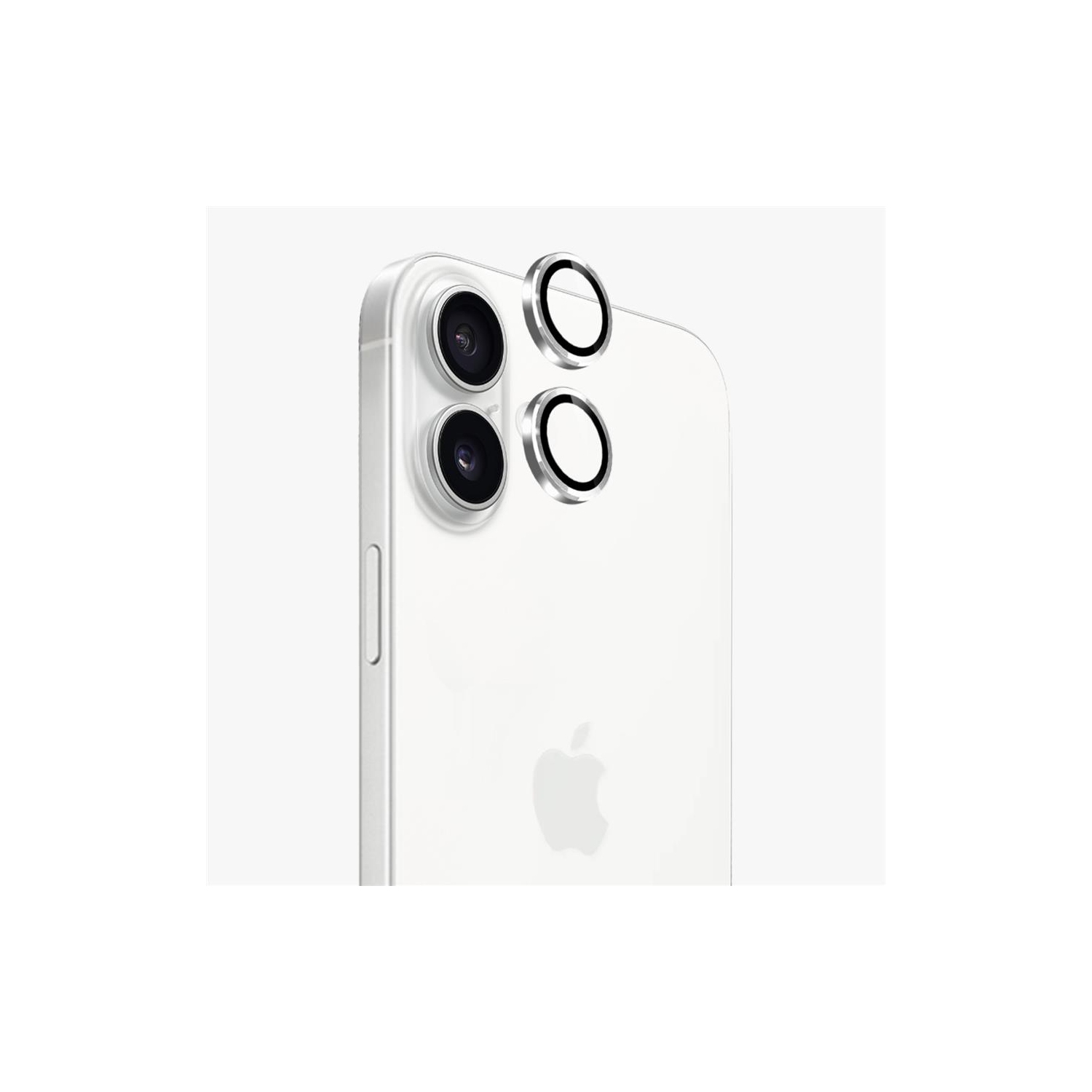 Uolo [Shield] iPhone 16/16 Plus Camera Lens Glass, iPhone 16/16 Plus Camera Lens Screen Protector - Silver