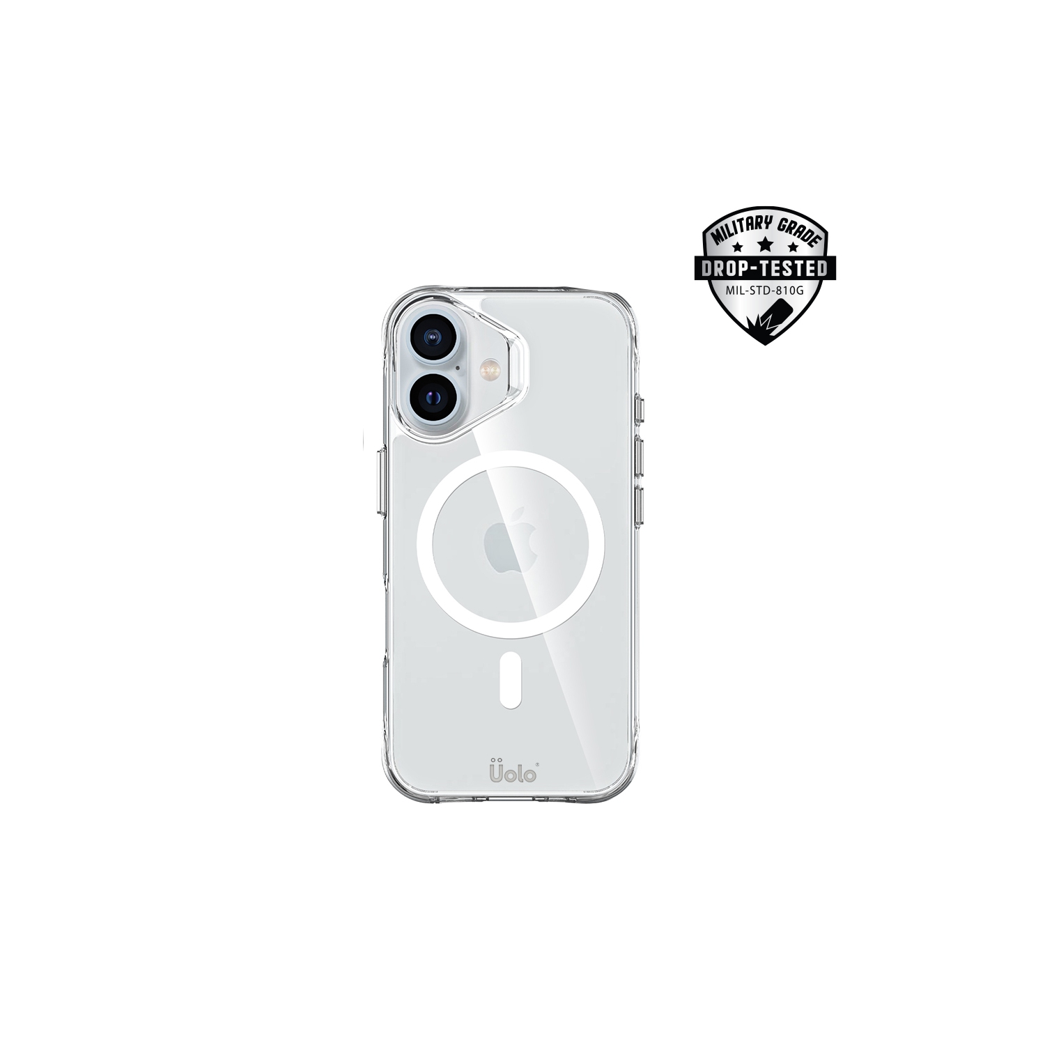 Uolo Soul+ iPhone 16 Drop Rated Military-Grade Protective [MagSafe] Hard Shell Case, Clear