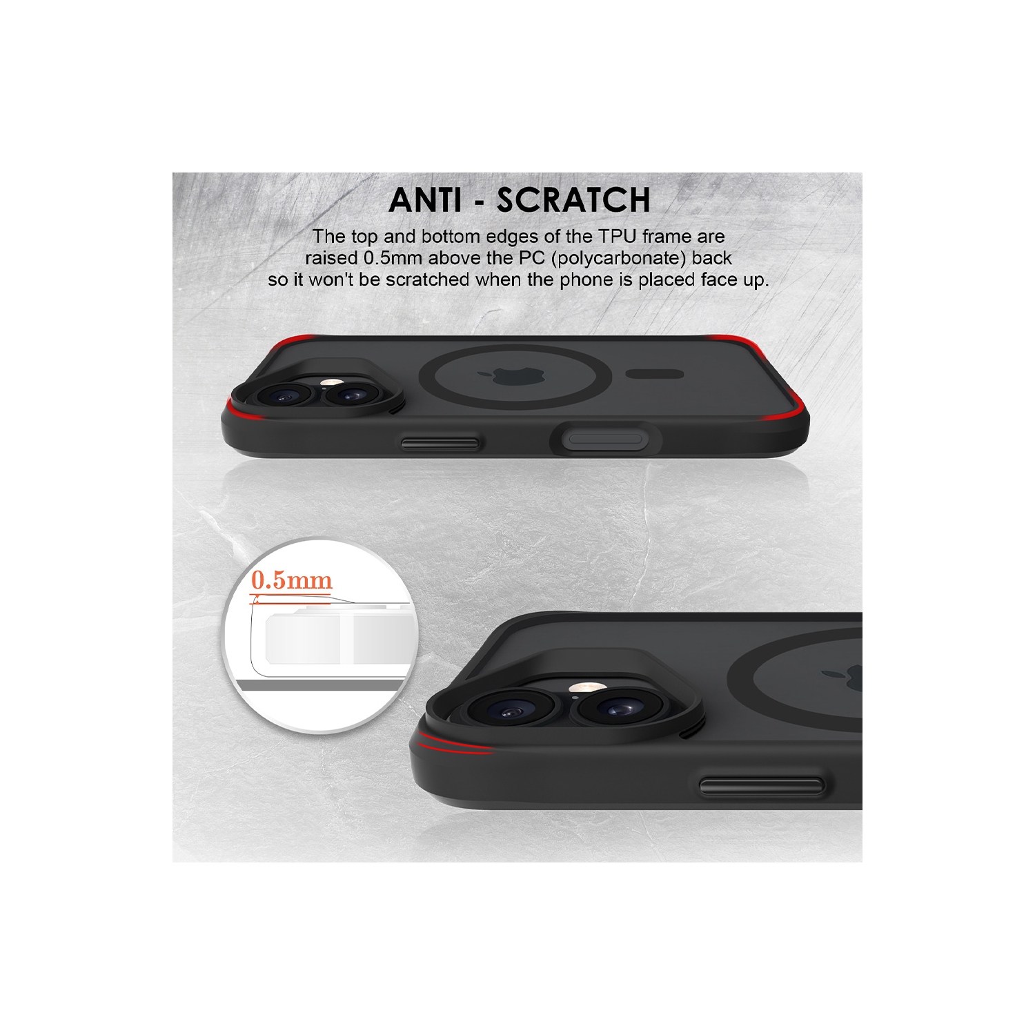 Uolo Soul+ iPhone 16 Plus Drop Rated Military-Grade Protective [MagSafe] Hard Shell Case, Black