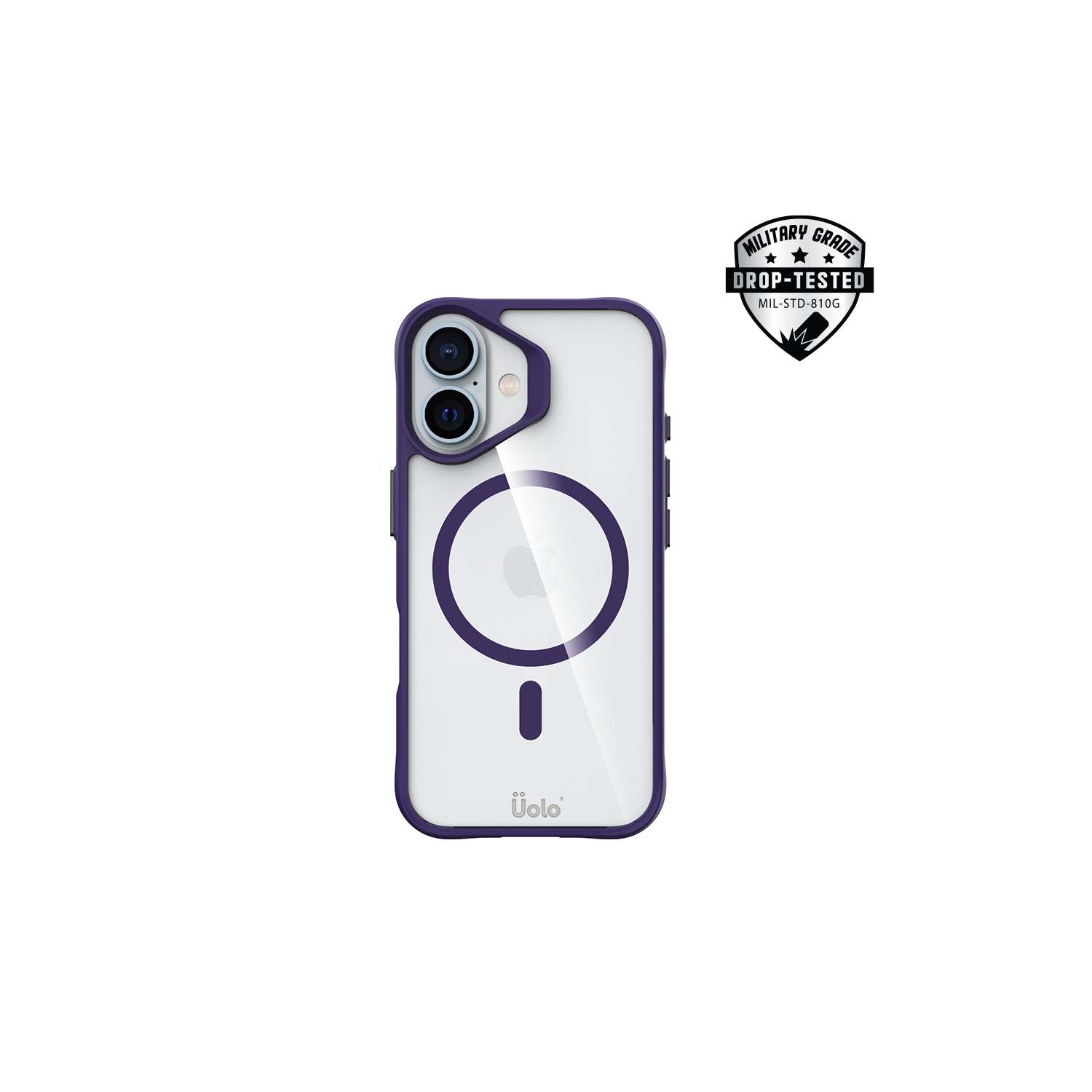 Uolo – Étui rigide Soul+ iPhone 16 avec protection de qualité militaire contre les chutes [MagSafe], violet