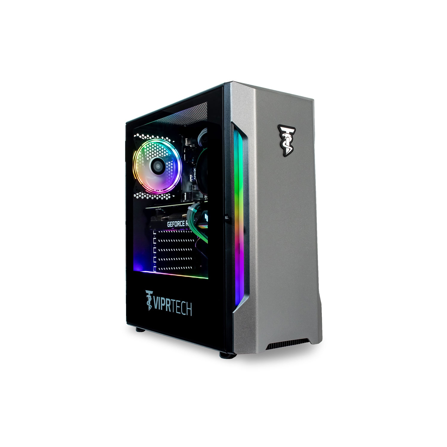 ViprTech Rebel 4.0 Gaming PC - AMD Ryzen 7 (4.1Ghz Turbo), RTX 4060 8GB, 32GB DDR4 3200 RAM, 1TB NVMe SSD, VR-Ready, Streaming, RGB, Win 11, Desktop Computer Black