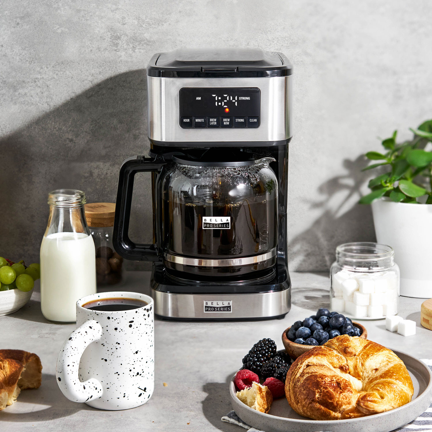 Bella Pro Programmable Drip Coffee Maker -12-Cups - Stainless Steel - Only at Best Buy