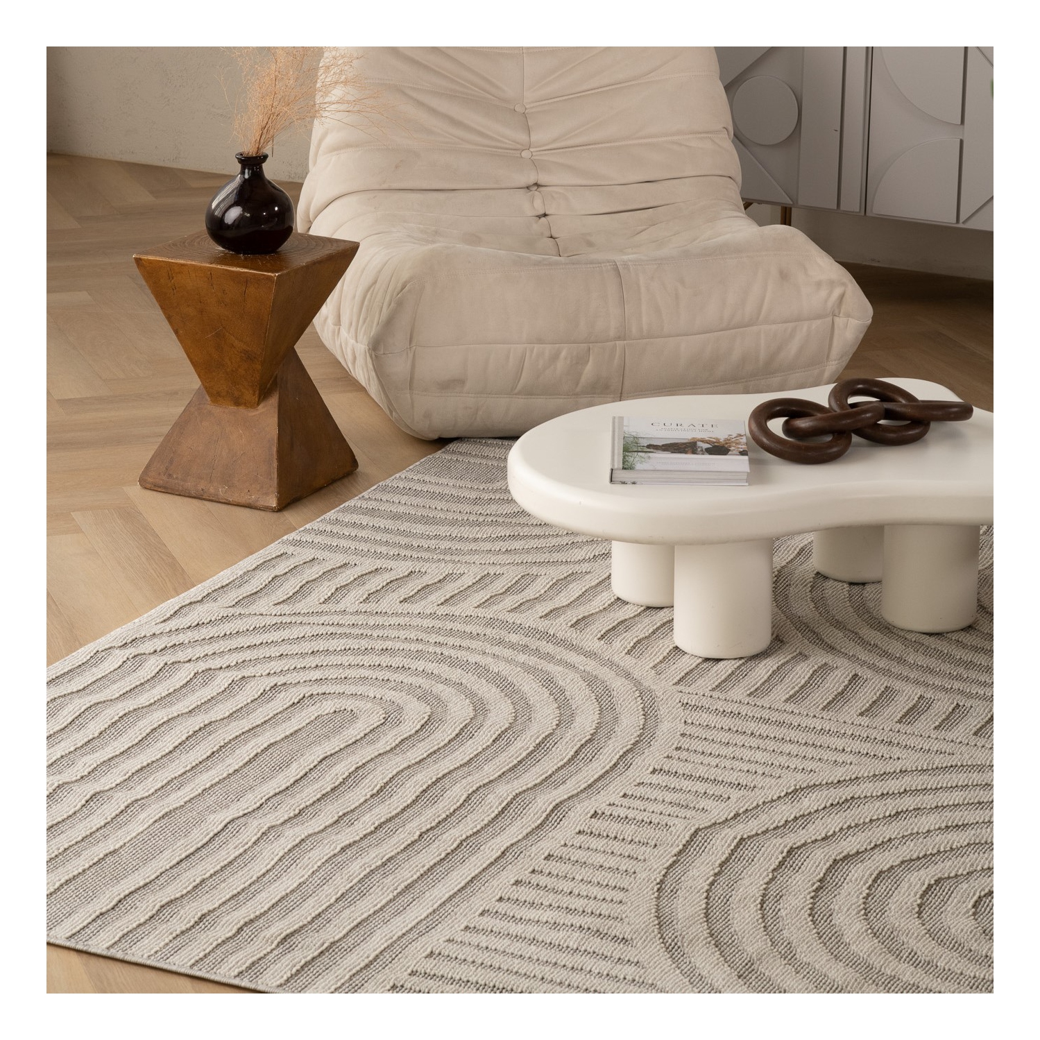 Rug Branch Nami Contemporary Geometric Grey/Beige Indoor Area Rug
