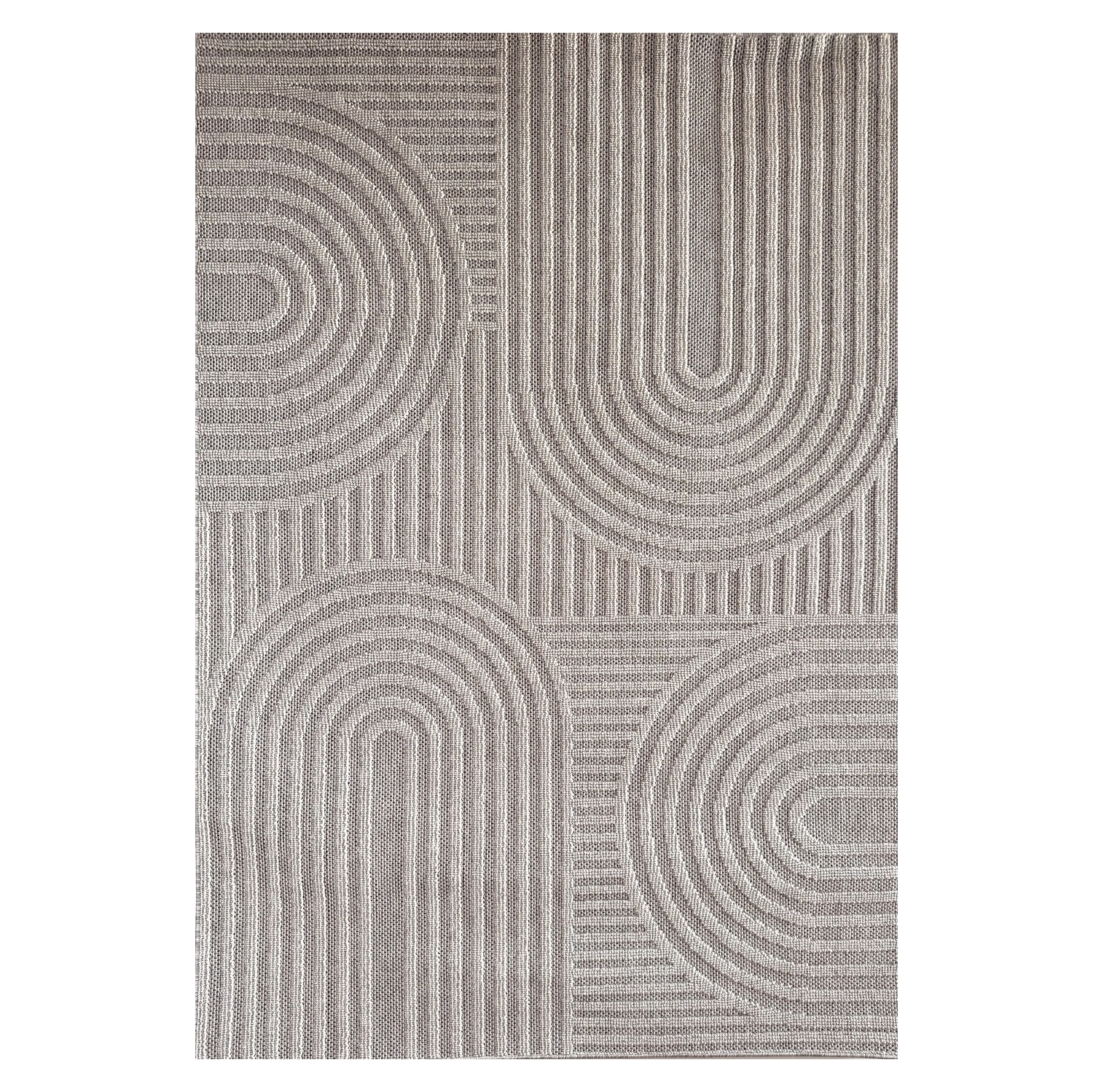 Tapis d'intérieur contemporain Nami Branch à motif géométrique gris/beige