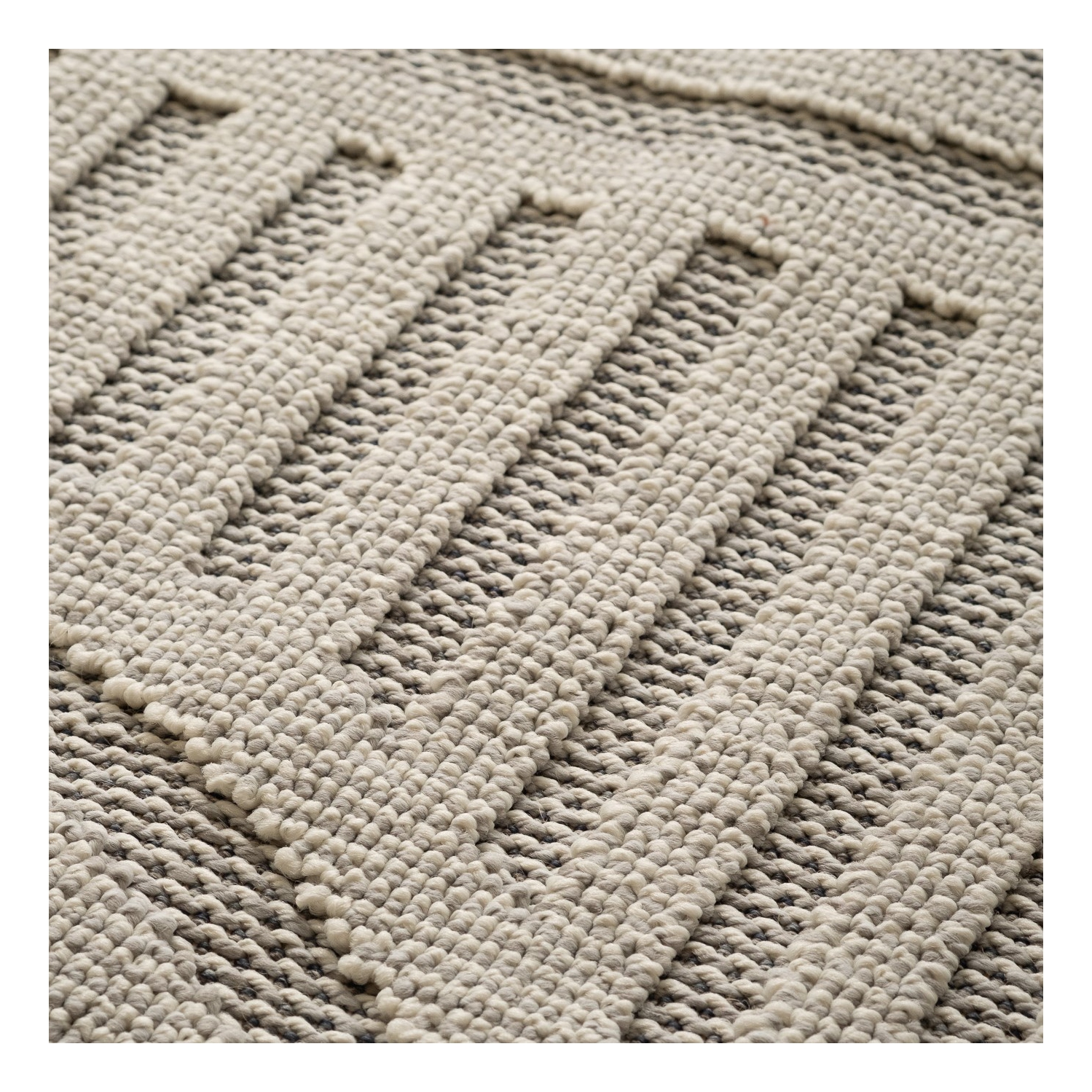 Tapis d'intérieur contemporain Nami Branch à motif géométrique gris/beige