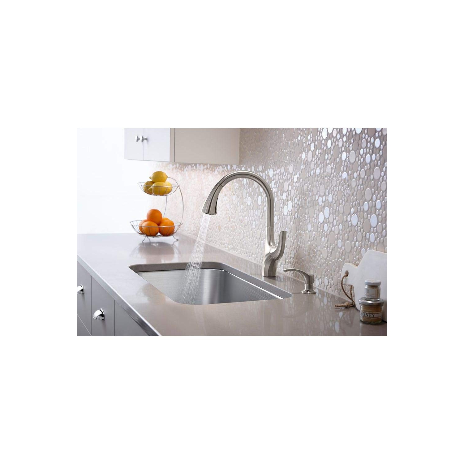 Robinet d'évier Kohler K-R18594-SD-VS Trielle, acier inoxydable éclatant