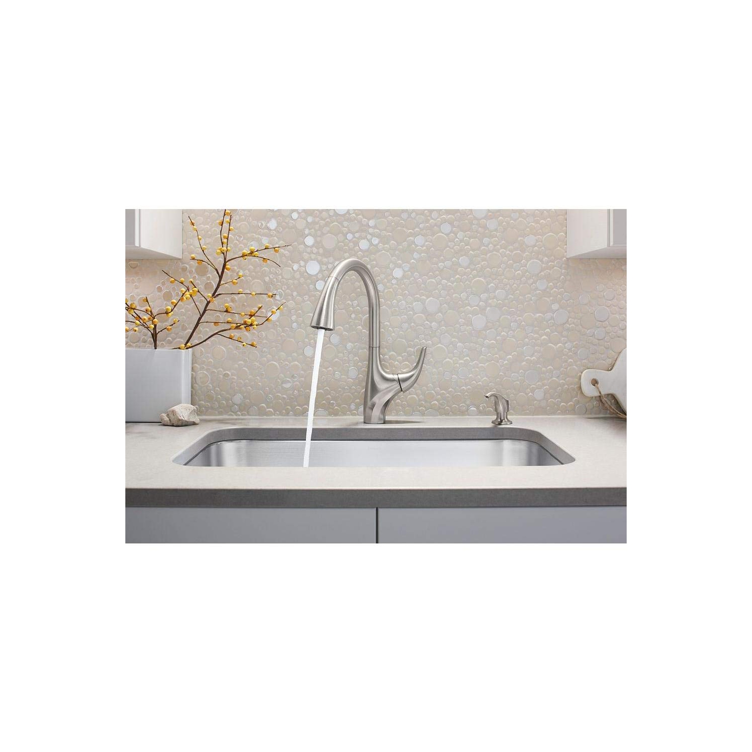 Robinet d'évier Kohler K-R18594-SD-VS Trielle, acier inoxydable éclatant