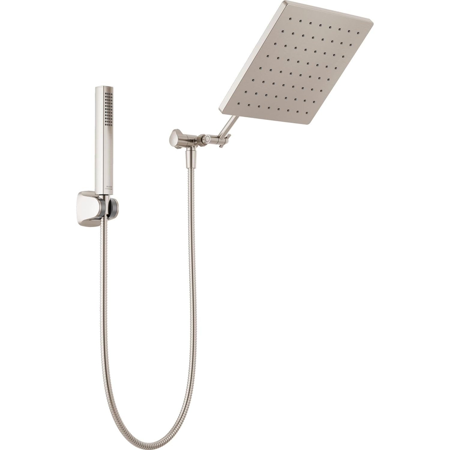 Delta Faucet 10-inch Raincan Shower Head and Hand Held Shower Combo, Brushed Nickel Square Shower Head