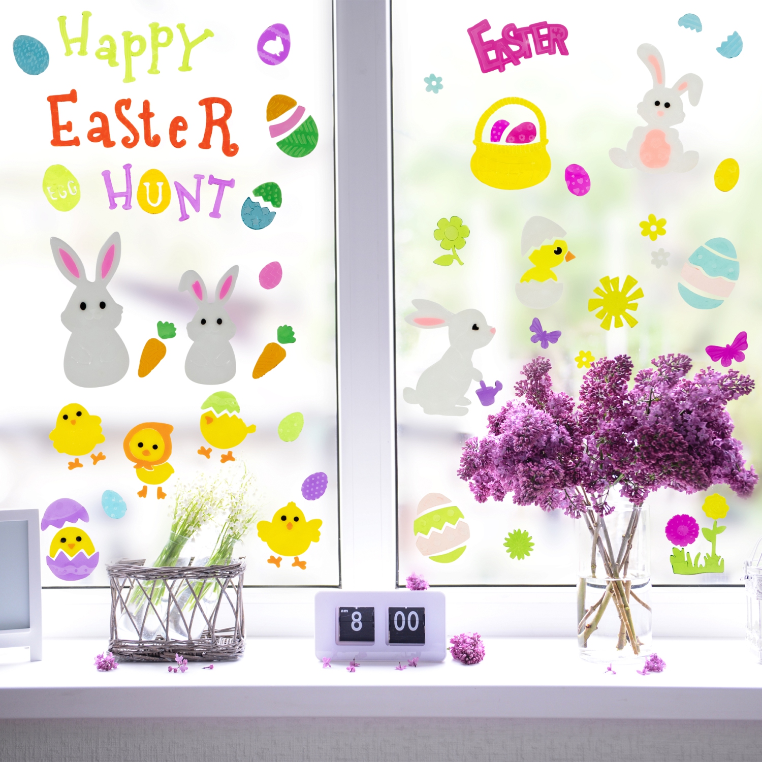 Set of 6 Double Sided Easter Gel Window Clings