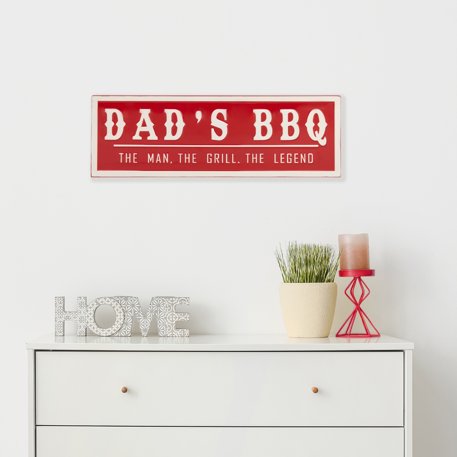 Affiche murale en métal pour barbecue DAD's - 23 po - Rouge