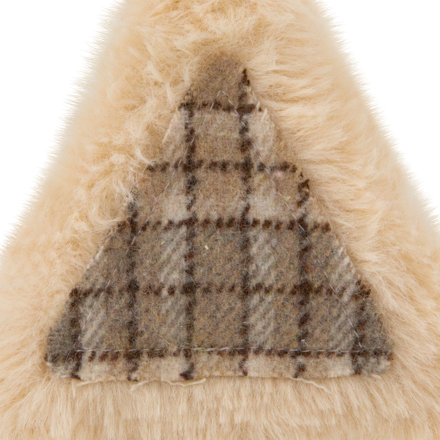 Plush Tree Star and Heart Shaped Plaid Christmas Ornaments - 4.5" - Tan - Set of 3