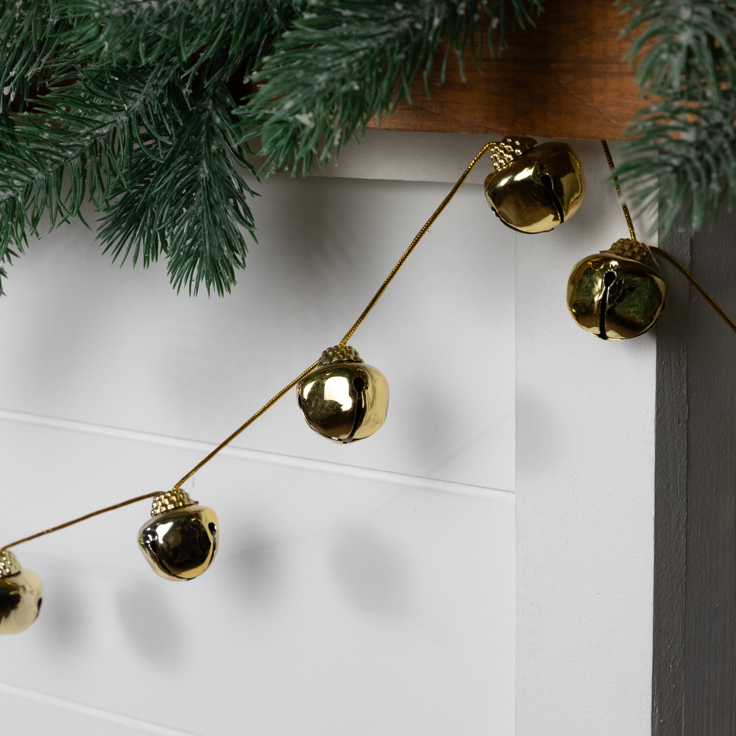 Shiny Metal Christmas Jingle Bells Garland - 7.5' x 1" - Gold