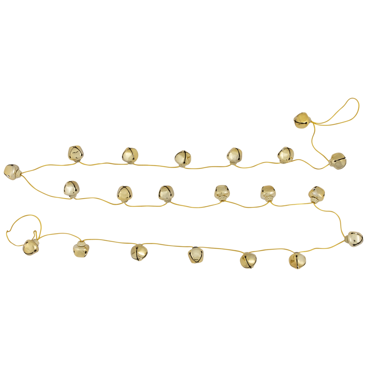 Shiny Metal Christmas Jingle Bells Garland - 7.5' x 1" - Gold