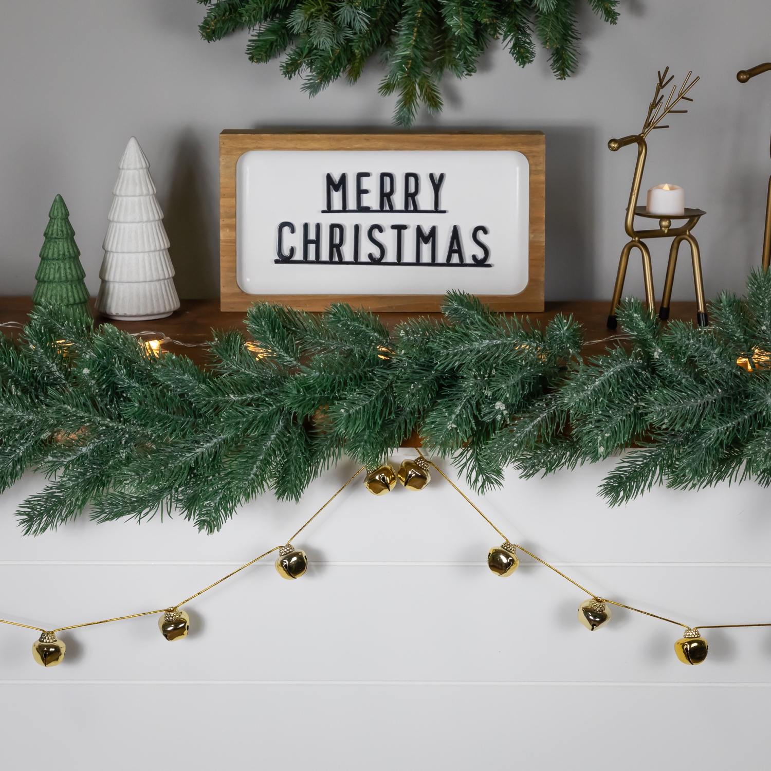 Shiny Metal Christmas Jingle Bells Garland - 7.5' x 1" - Gold