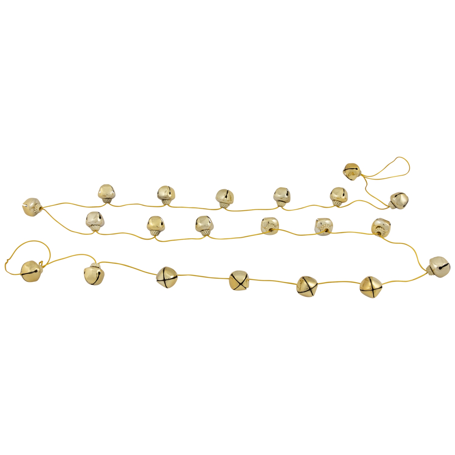 Shiny Metal Christmas Jingle Bells Garland - 7.5' x 1" - Gold