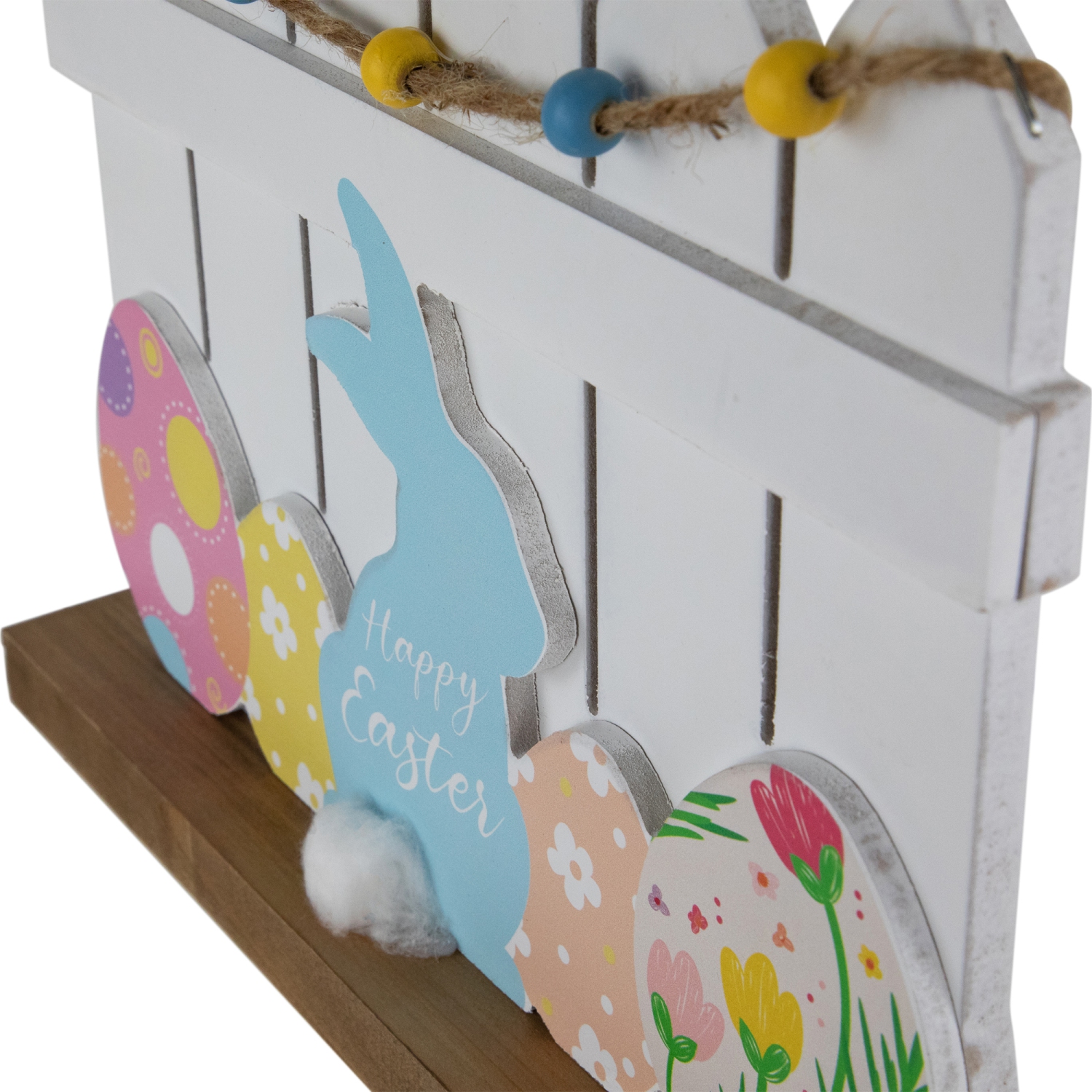 Happy Easter Bunny with Picket Fence Decoration - 11.75"