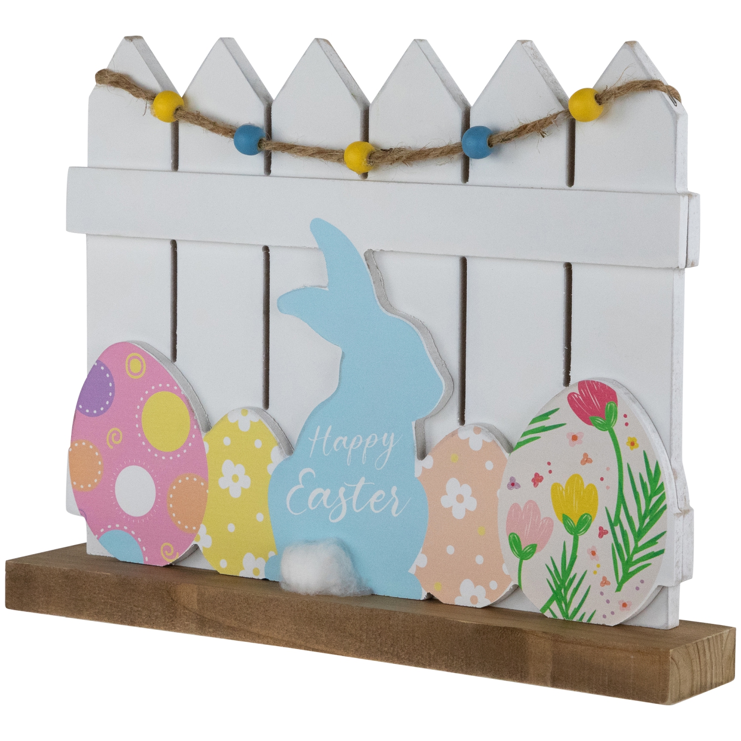 Happy Easter Bunny with Picket Fence Decoration - 11.75"