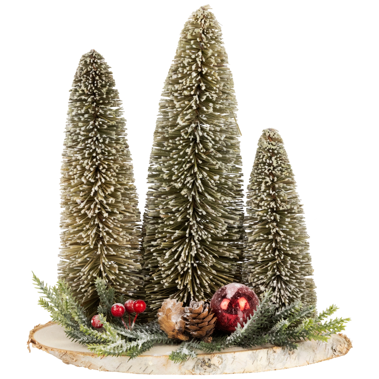 Frosted Bottle Brush Tree Trio Christmas Decoration - 10.25"