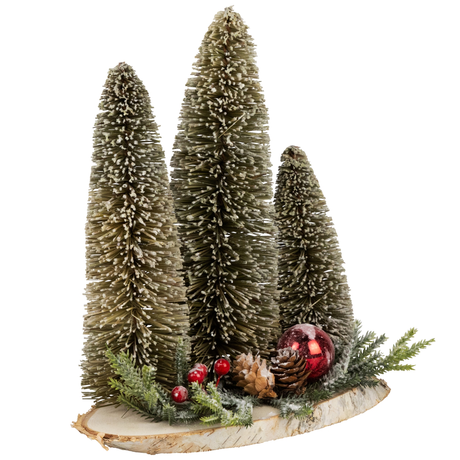 Frosted Bottle Brush Tree Trio Christmas Decoration - 10.25"