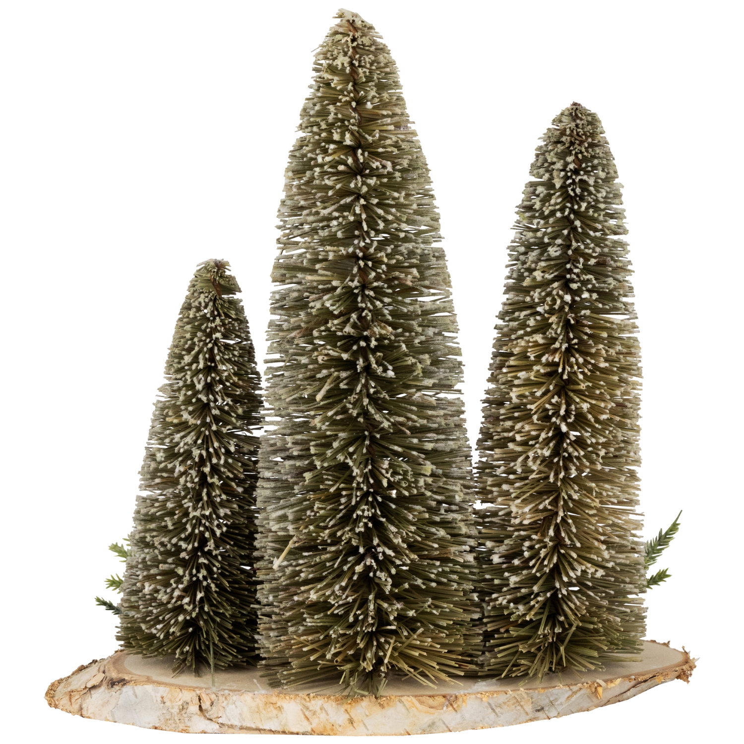 Frosted Bottle Brush Tree Trio Christmas Decoration - 10.25"