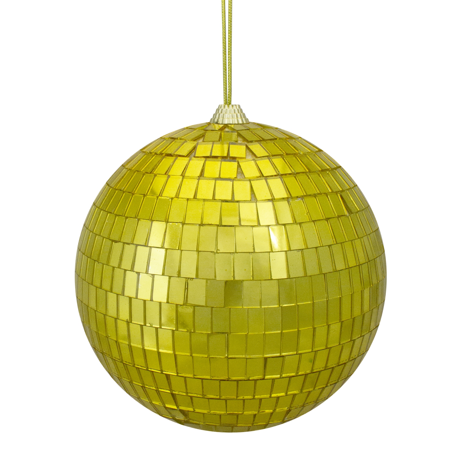 Mirrored Disco Ball Christmas Ornament - 6" - Golden Yellow