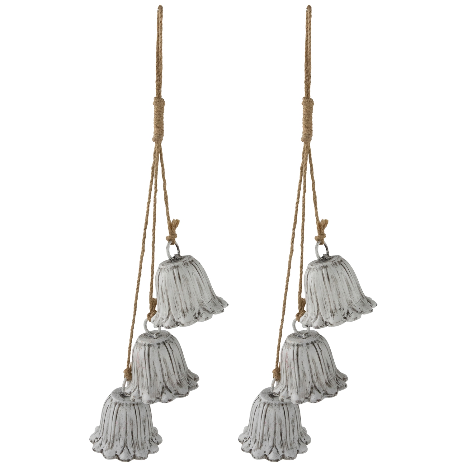 Fluted Bell Trio Christmas Decorations - 20" - White - Set of 2