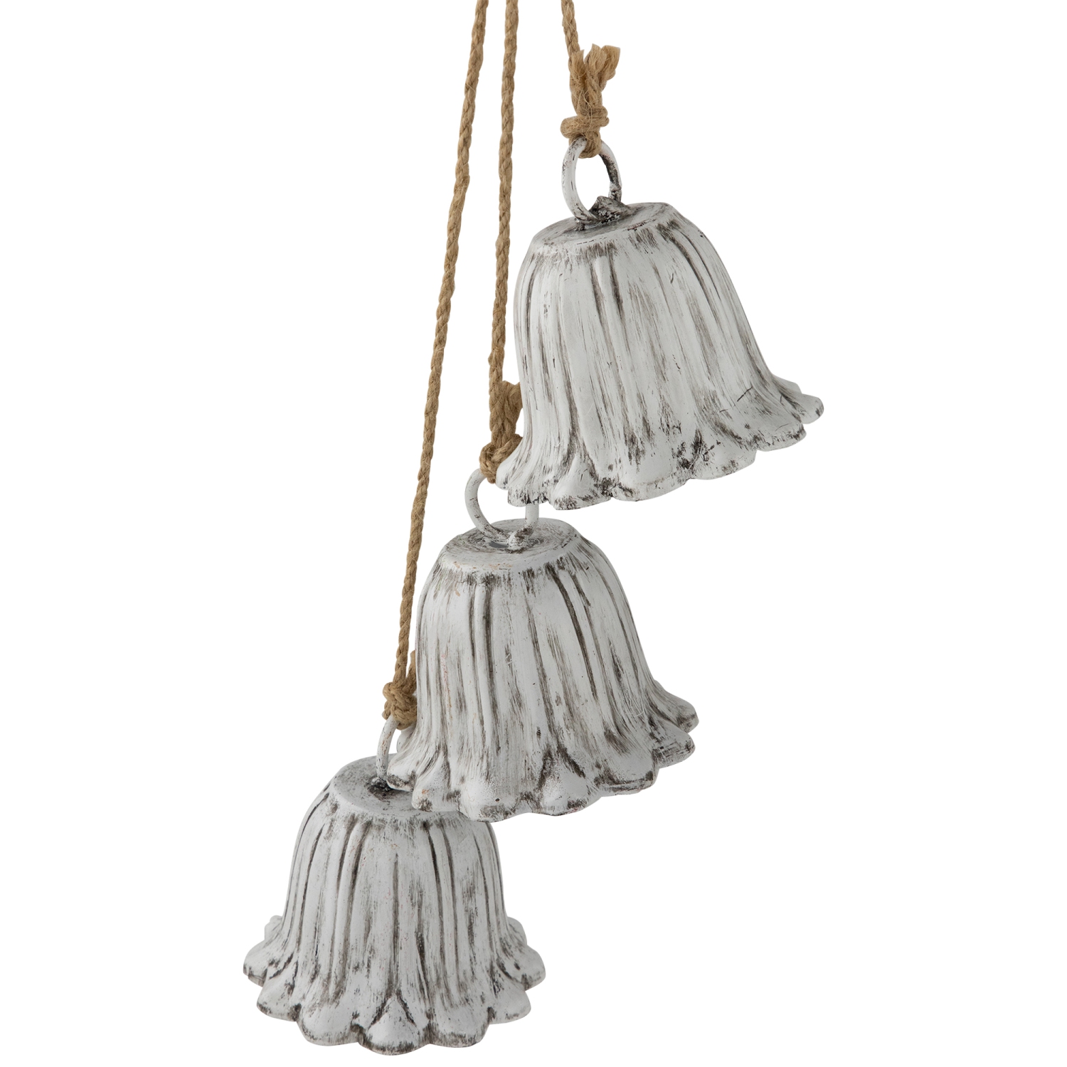 Fluted Bell Trio Christmas Decorations - 20" - White - Set of 2