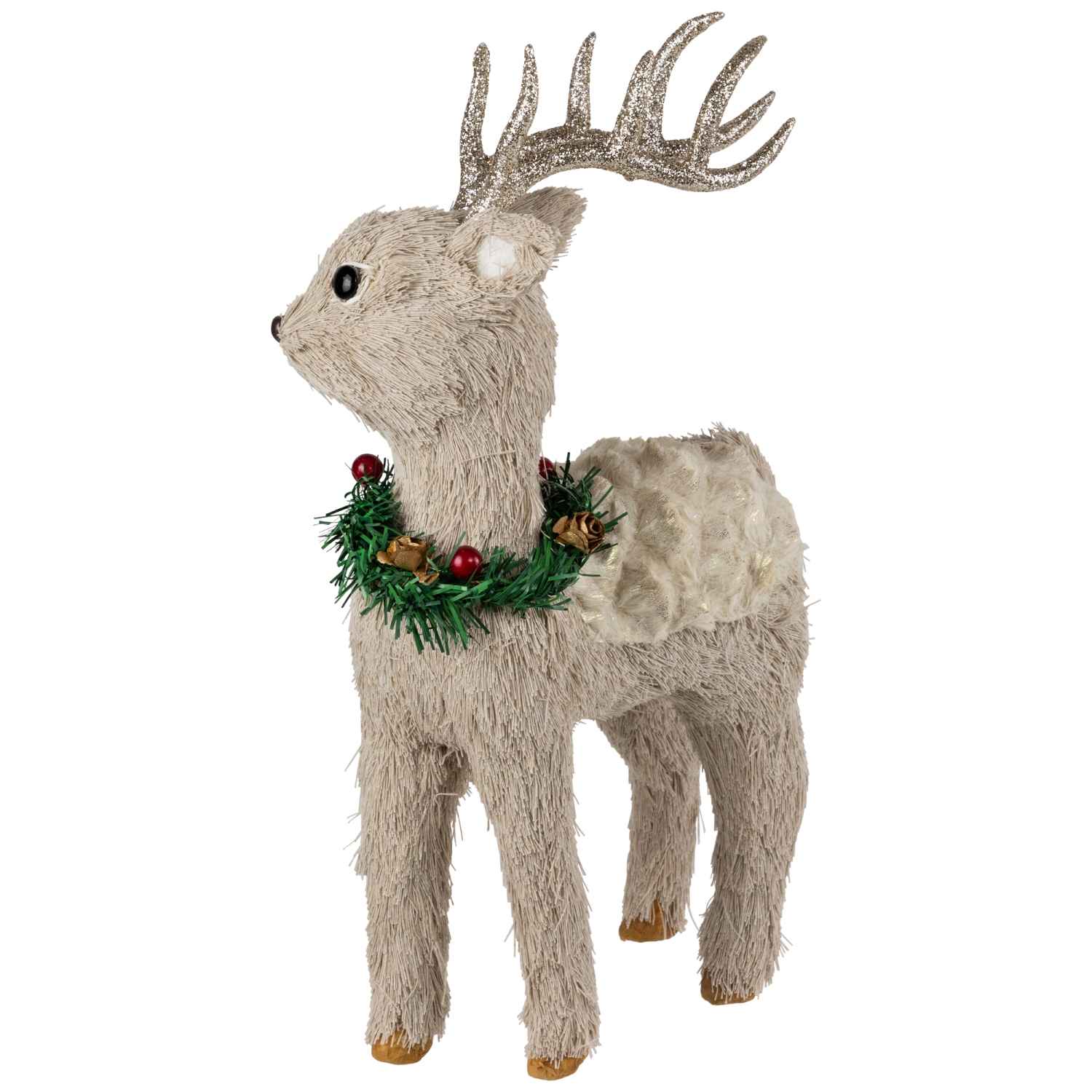 Woodland Reindeer with Wreath Christmas Figure - 13.75"