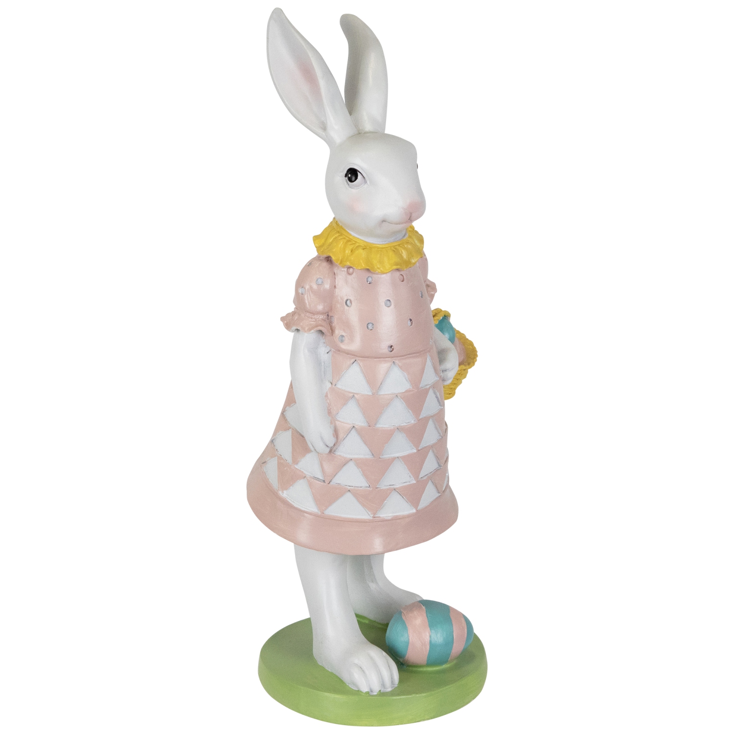 Girl Bunny with Easter Basket Outdoor Garden Statue - 12"