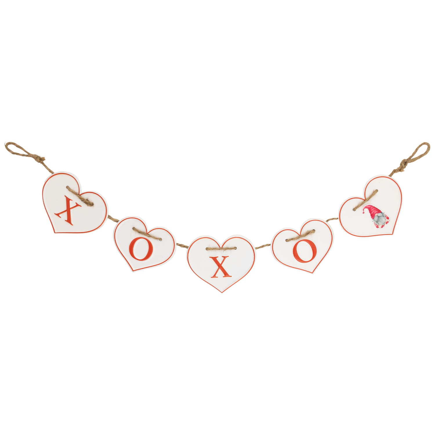 Hearts "XOXO" Valentine's Day Metal Banner - 32" - White and Red
