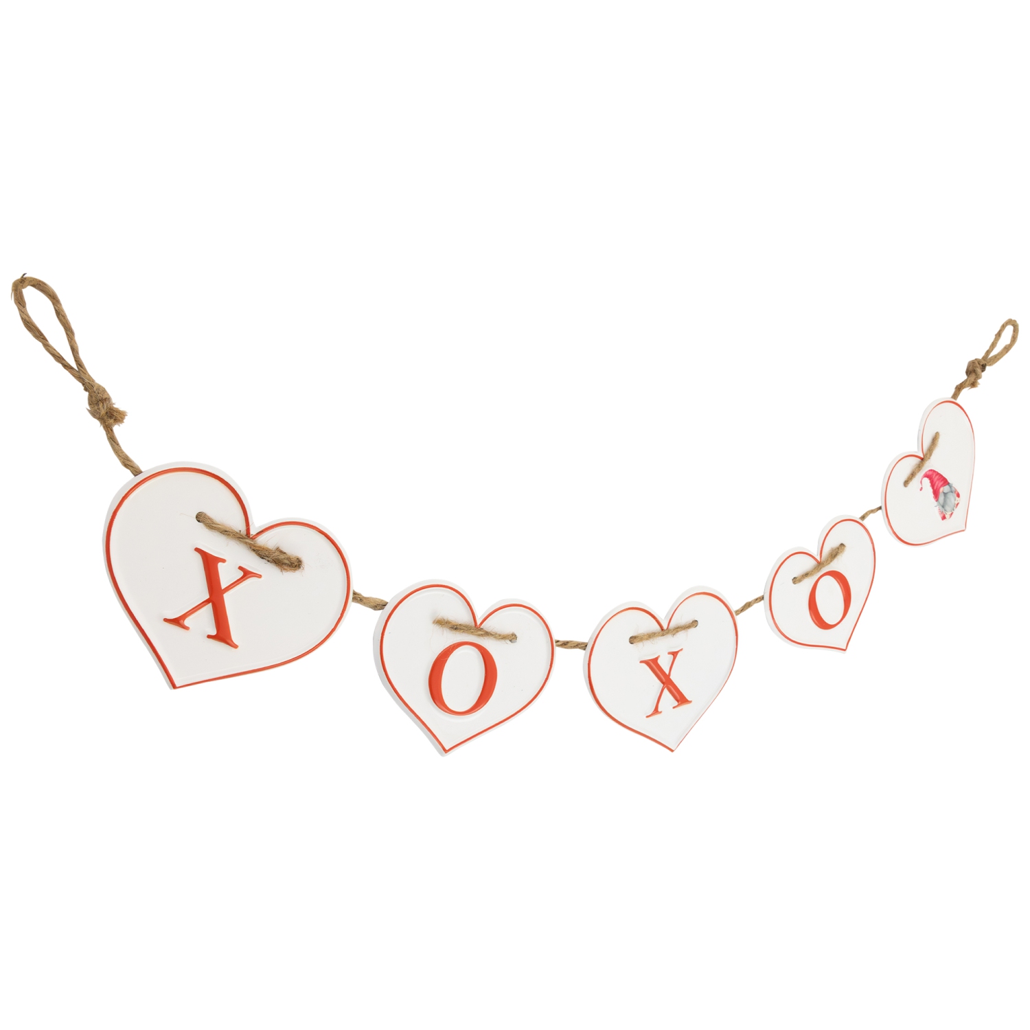 Hearts "XOXO" Valentine's Day Metal Banner - 32" - White and Red