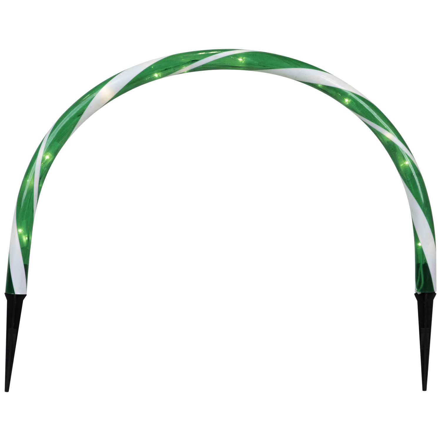 Lighted Candy Cane Outdoor Christmas Arch Pathway Markers - 11" - Green - Set of 3
