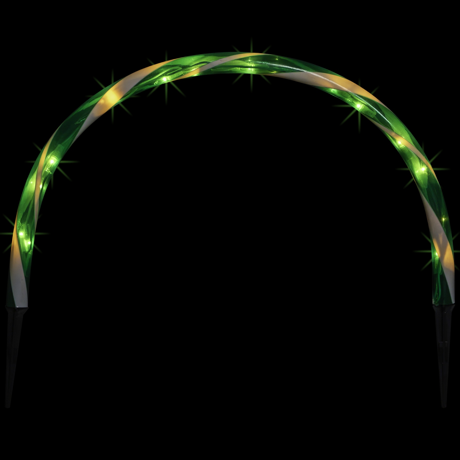 Lighted Candy Cane Outdoor Christmas Arch Pathway Markers - 11" - Green - Set of 3