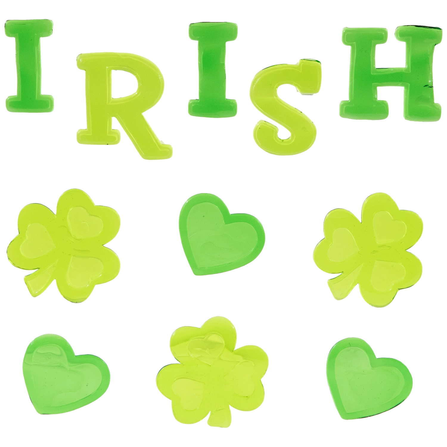 Set of 5 Double Sided St. Patrick's Day Gel Window Clings