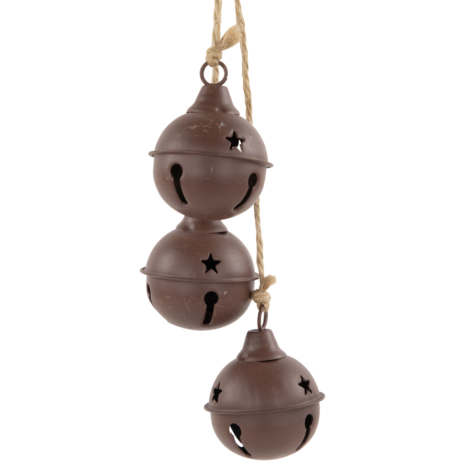 Cascading Christmas Jingle Bell Ornaments - 13.5" - Brown - Set of 2