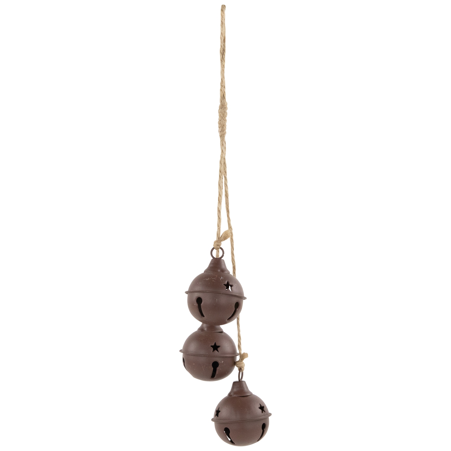 Cascading Christmas Jingle Bell Ornaments - 13.5" - Brown - Set of 2